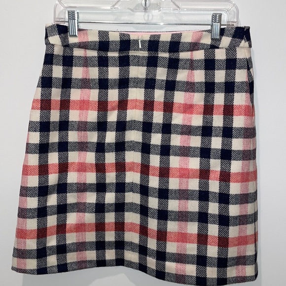 Boden checkered wool skirt, pink, red and navy - Picture 2 of 5